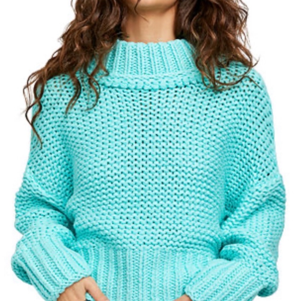 Free People My Only Sunshine teal women’s sweater